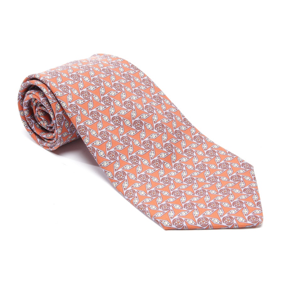 Silk Tie from Hermès in Orangered and Lightblue
