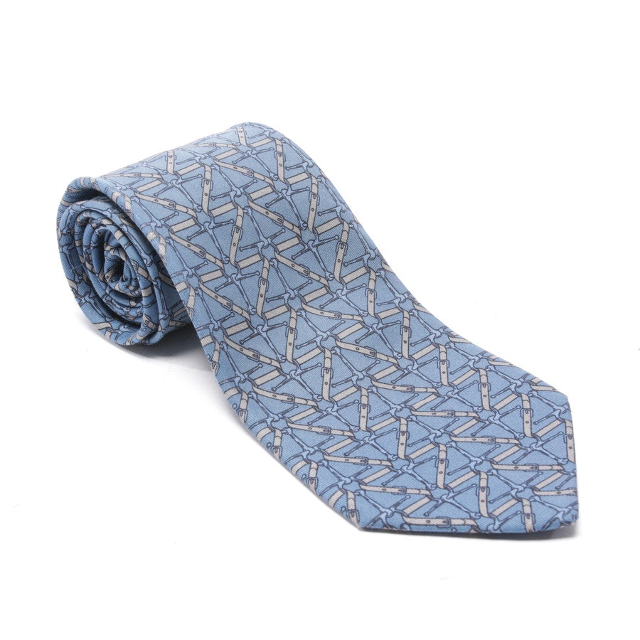 Silk Tie from Hermès in Steelblue and Lightgray