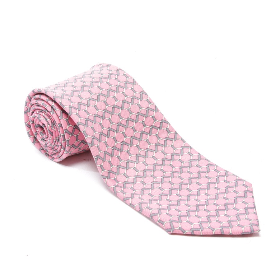 Silk Tie from Hermès in Pink and Gray