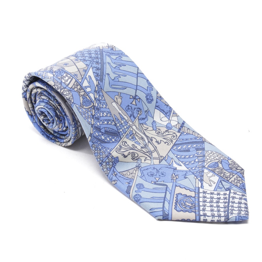 Silk Tie from Hermès in Blue and Gray