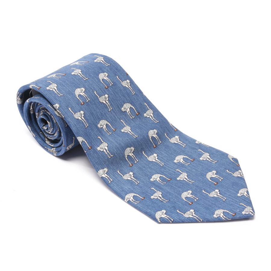 Silk Tie from Hermès in Blue and Multicolored