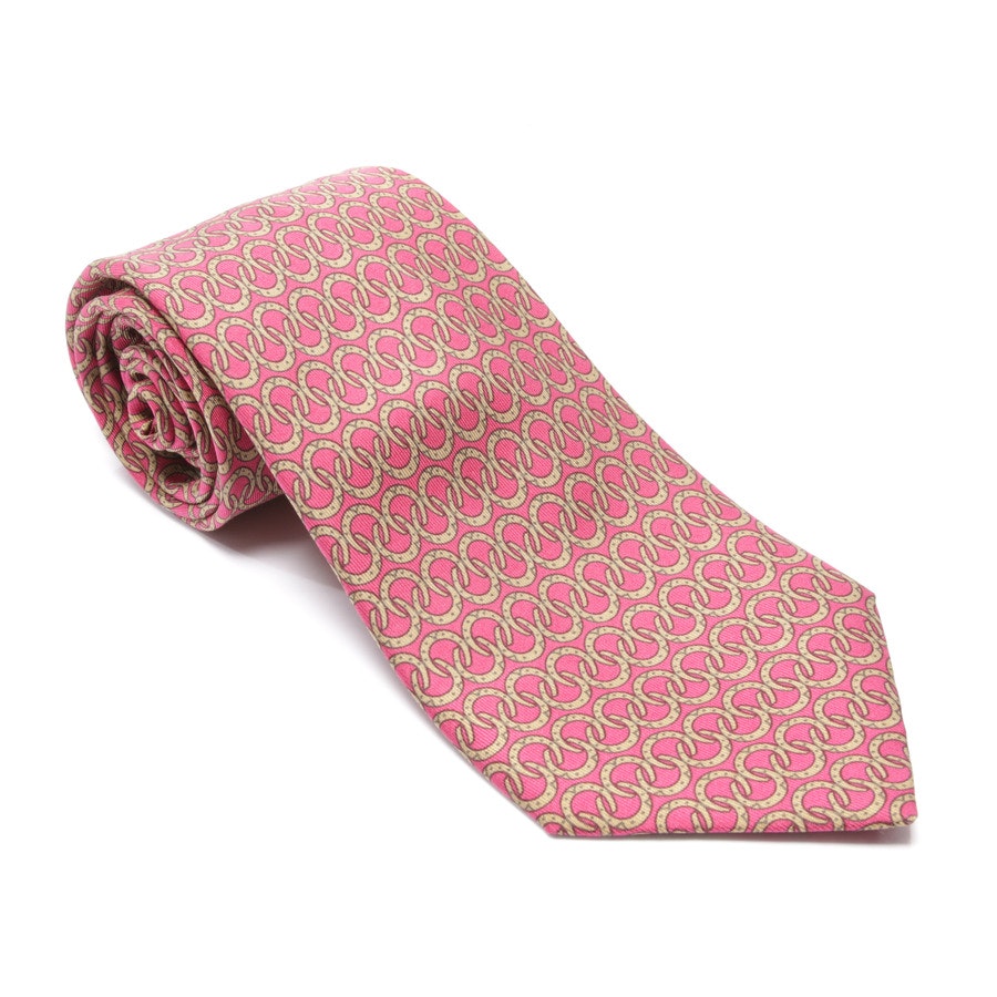 Silk Tie from Hermès in Hotpink and Tan