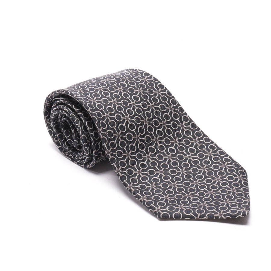 Silk Tie from Hermès in Black and Lightgray