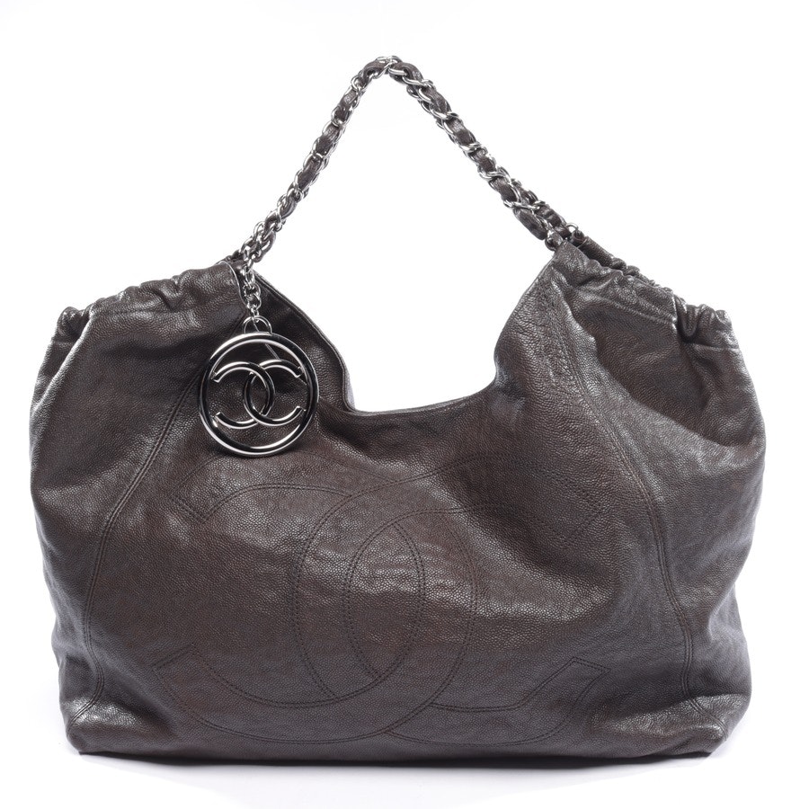 shoulder / messenger bag from Chanel in Dark brown Large Front Logo Hobo